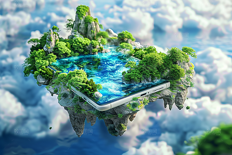 手机VR山水3D自然模型