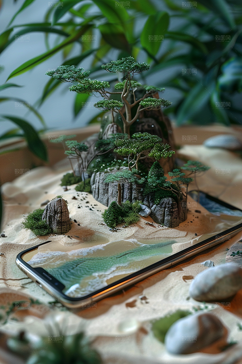 手机VR山水3D立体模型