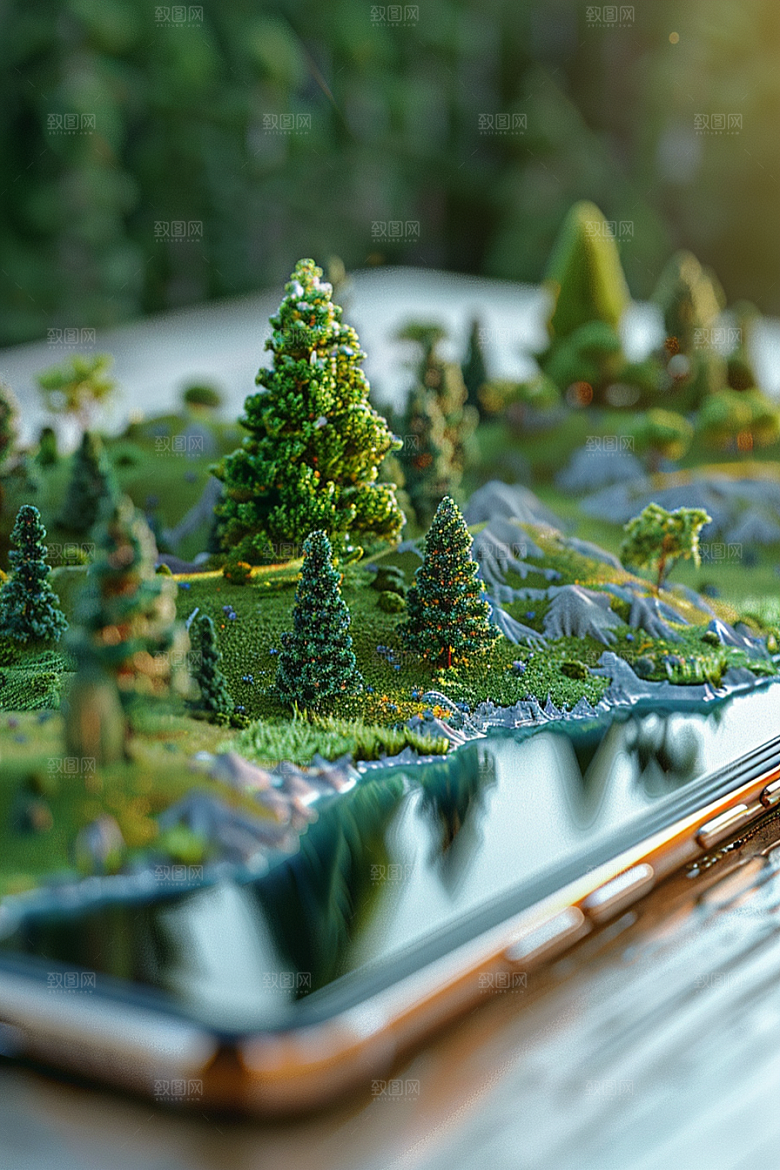 手机VR山水虚拟现实高清模型