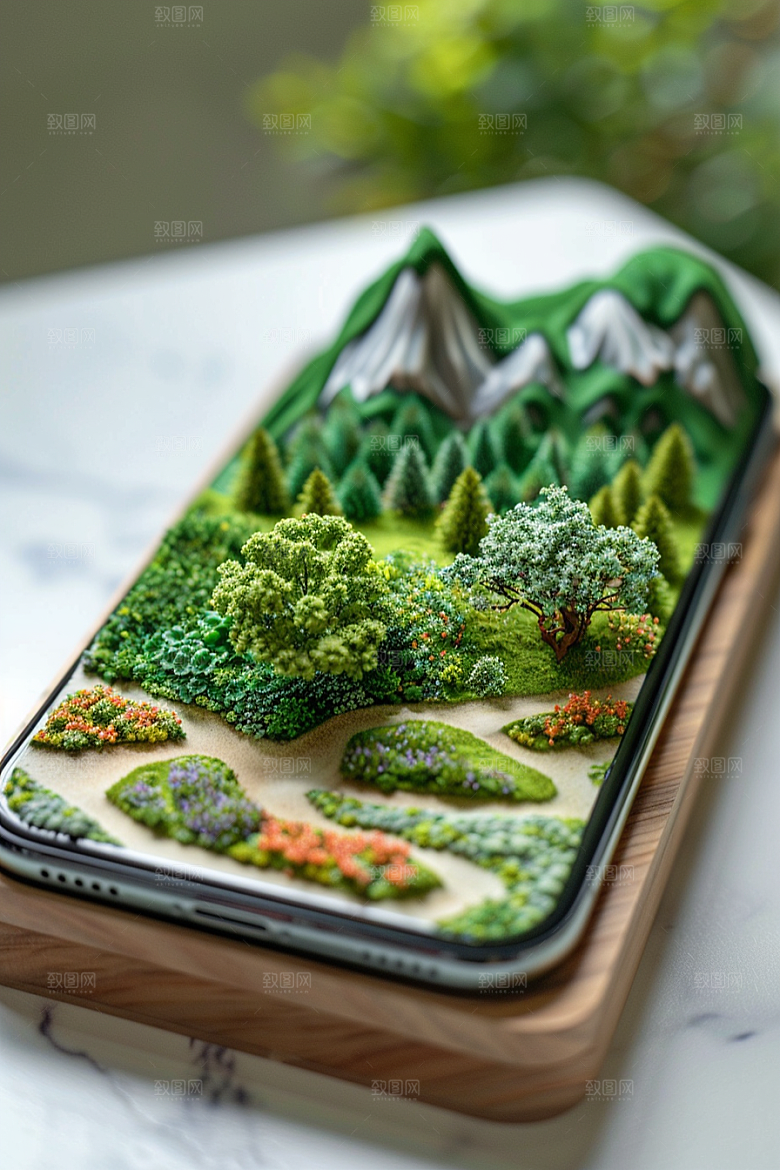 手机VR山水超现实立体模型