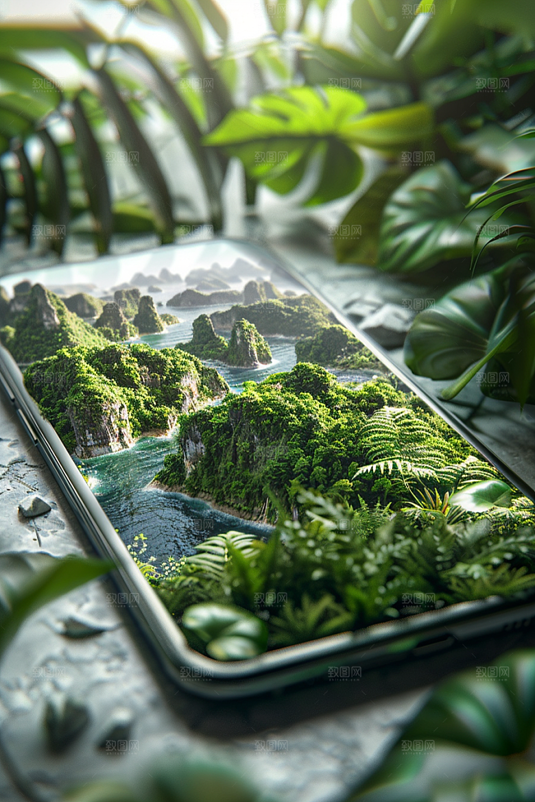 手机VR山水立体3D模型