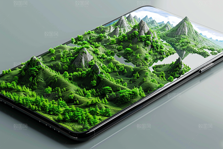 手机VR山水幻想风超现实模型