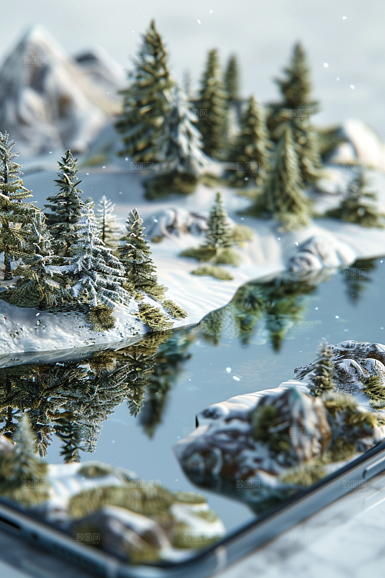 手机VR山水自然科技模型