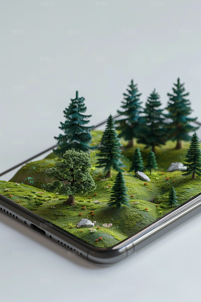 手机VR山水未来超现实模型