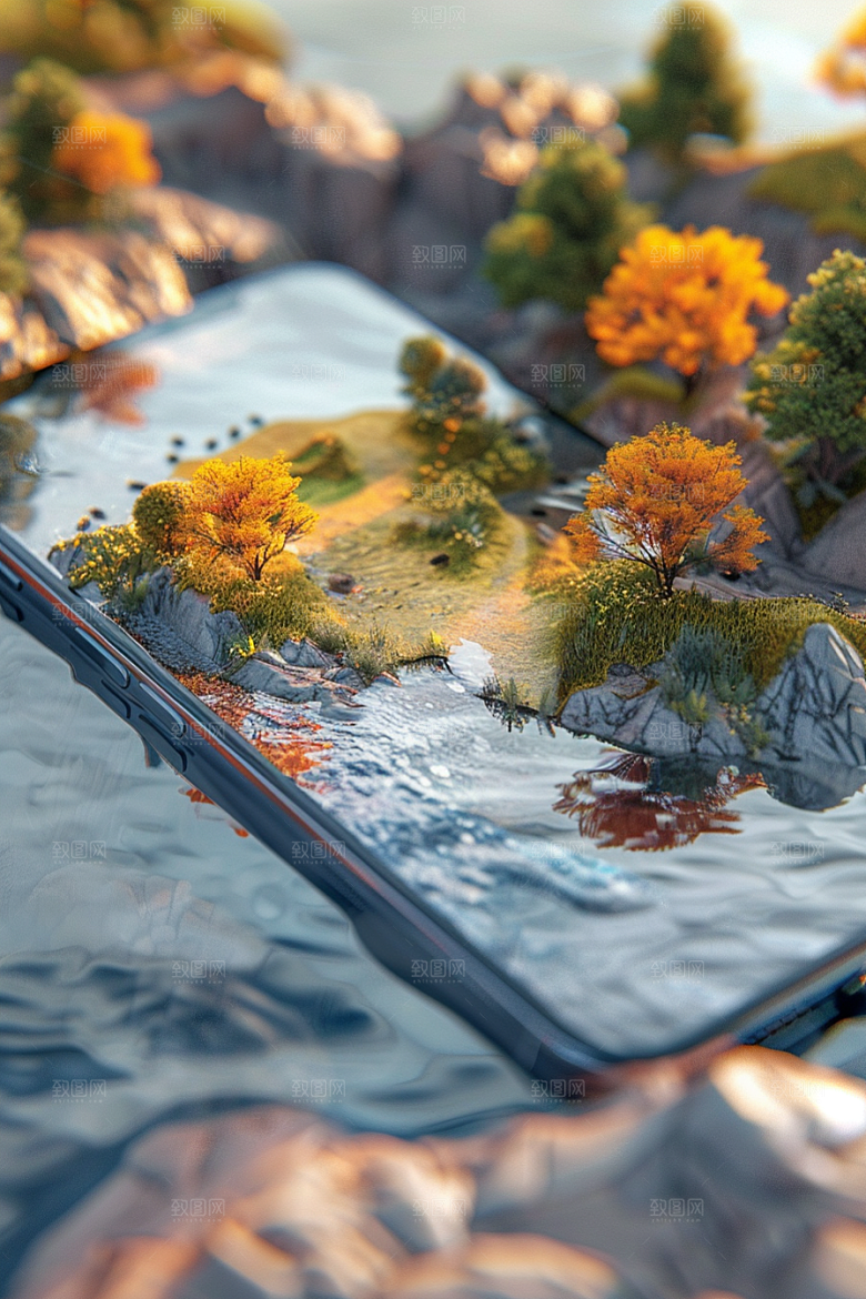 手机VR山水风光3D模型