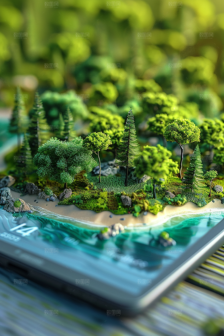 手机VR山水3D自然模型