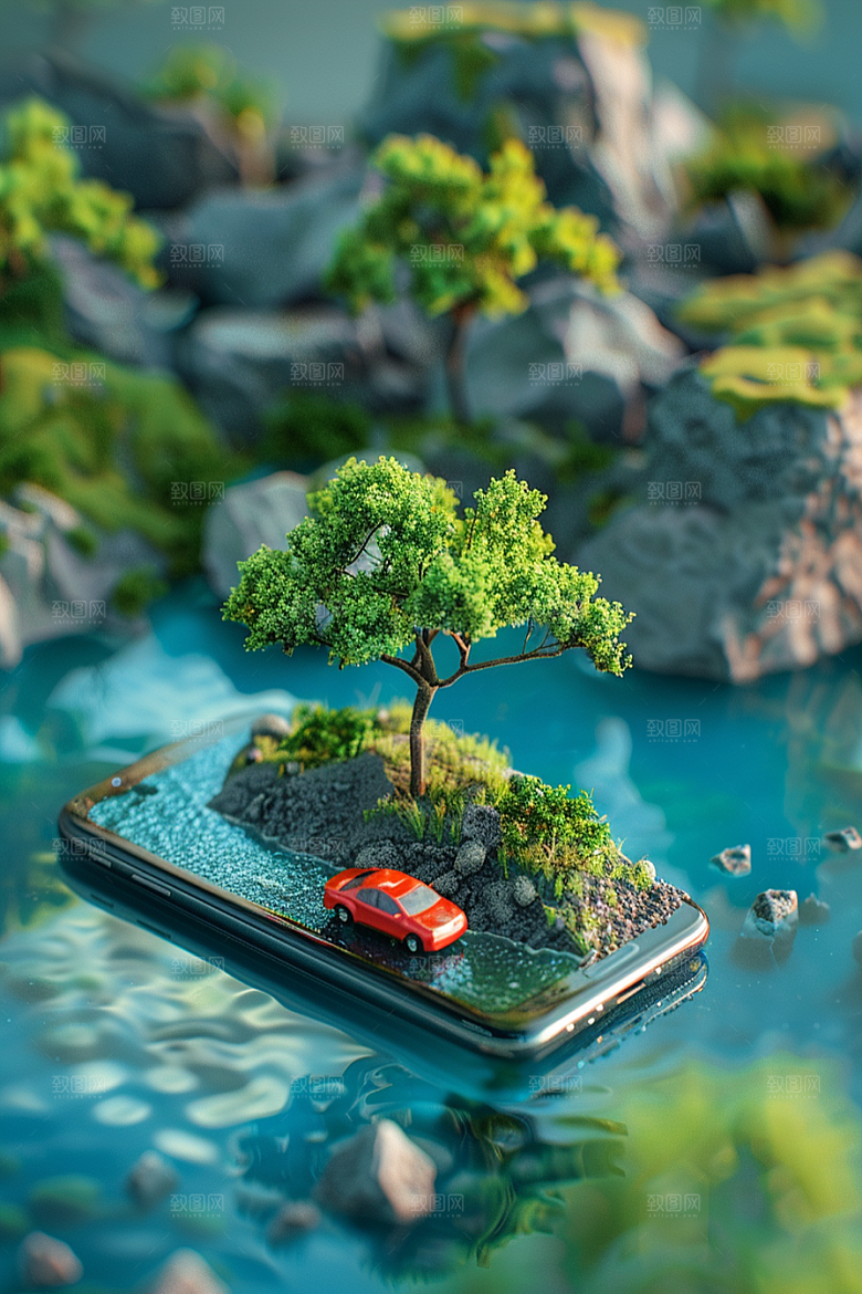 手机VR山水超现实自然模型