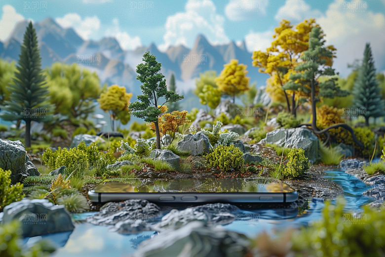 手机VR山水自然VR技术模型