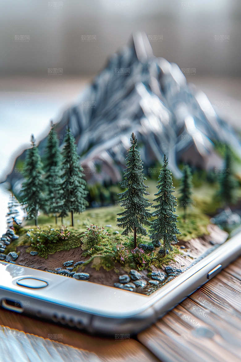 手机VR山水虚拟现实科技模型