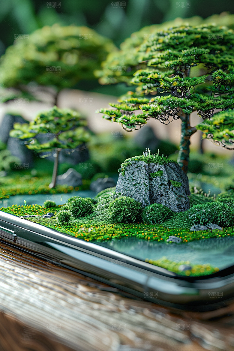 手机VR山水数码设备幻想风模型