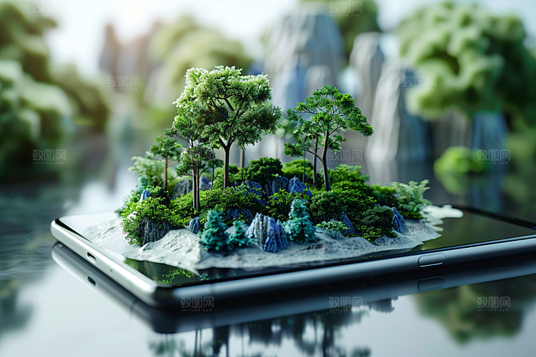 手机VR山水自然自然模型