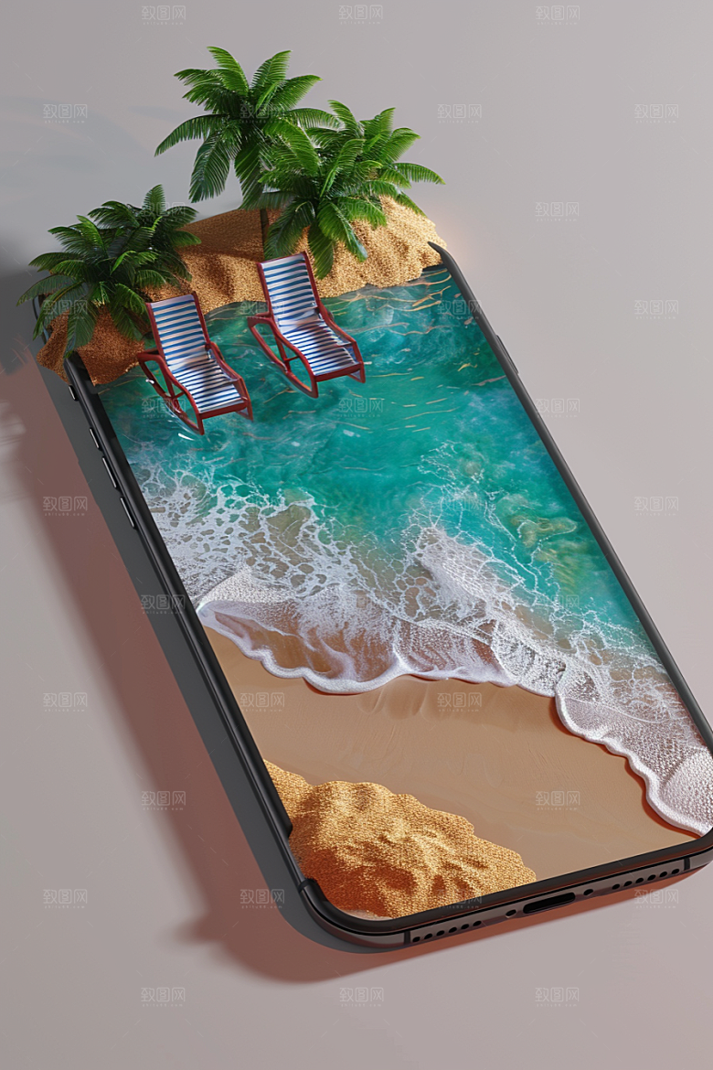 手机VR山水数码设备风光模型