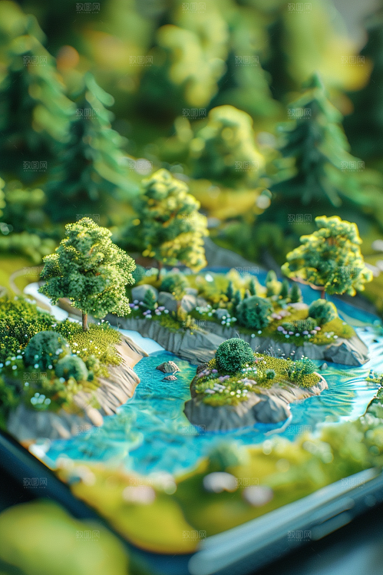 手机VR山水未来风光模型
