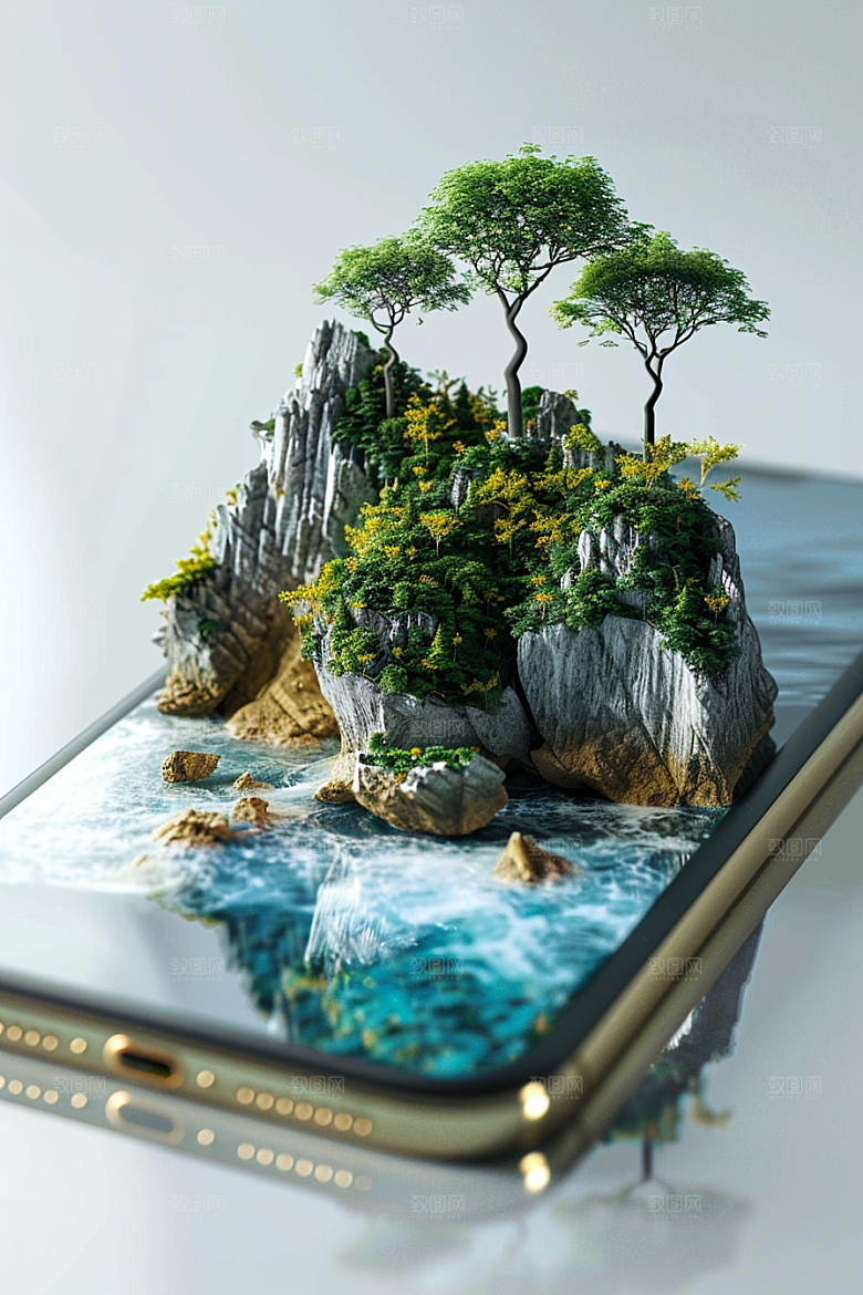 手机VR山水立体未来模型