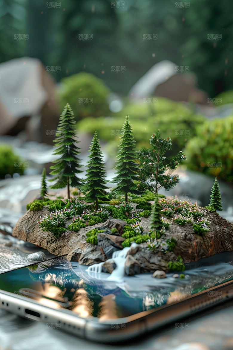 手机VR山水未来幻想风模型