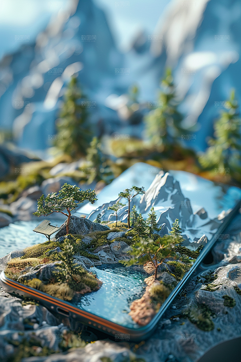 手机VR山水高清未来模型