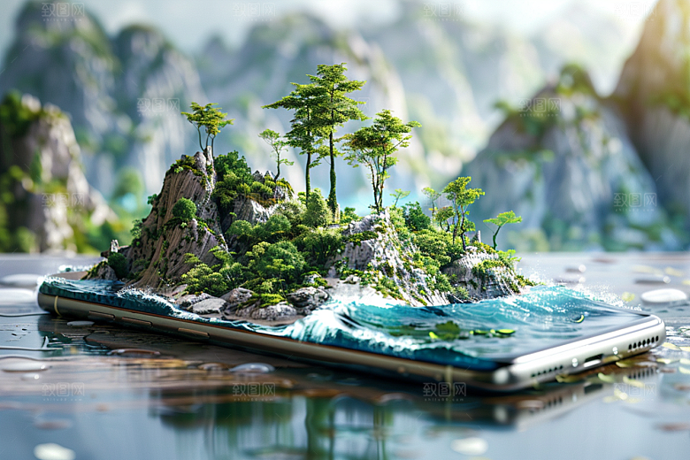 手机VR山水自然高清模型
