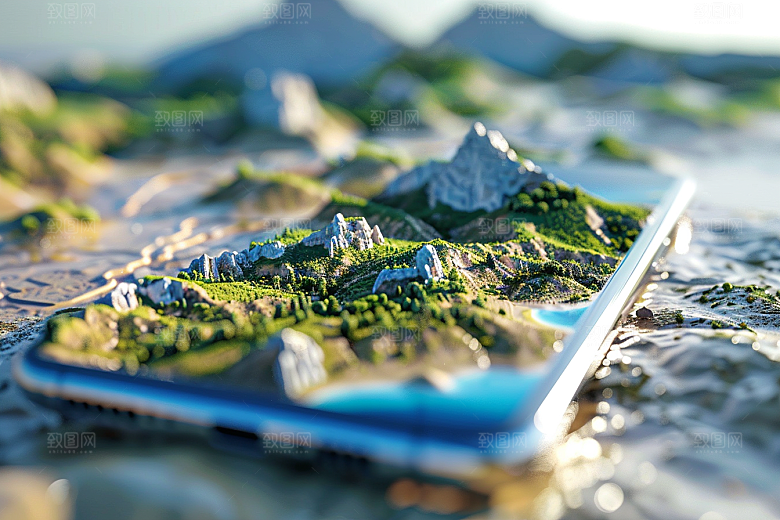 手机VR山水自然数码设备模型