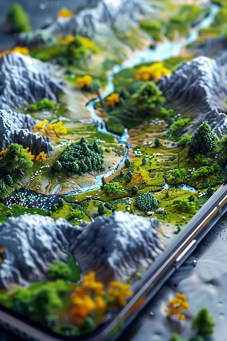 手机VR山水VR技术数码设备模型