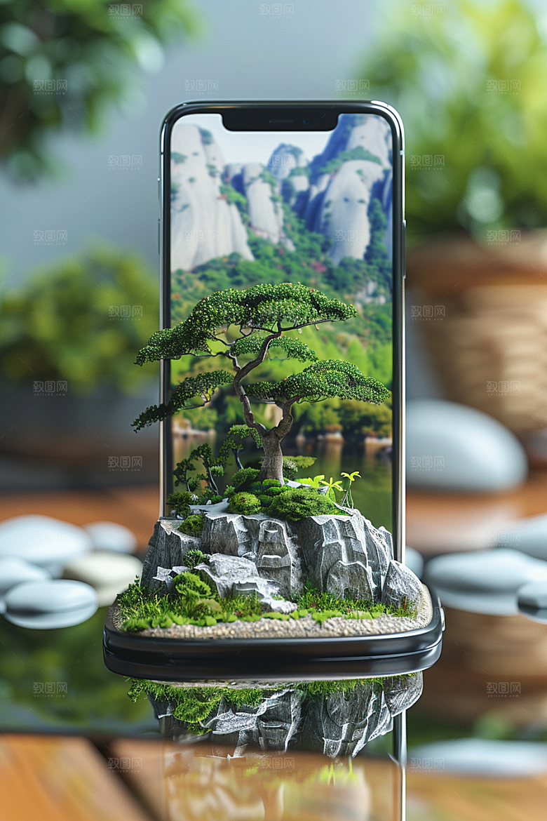 手机VR山水立体未来模型