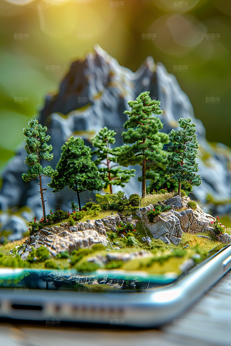 手机VR山水3D立体模型