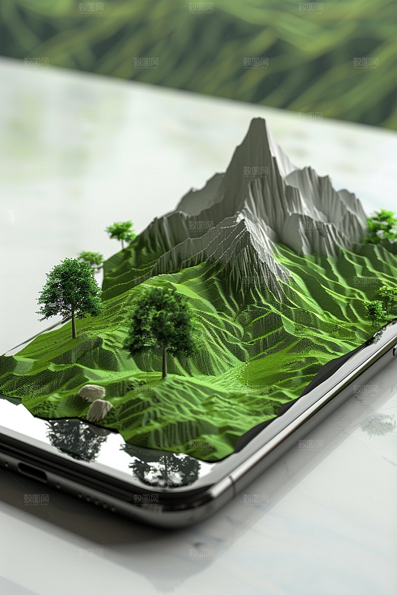 手机VR山水立体未来模型