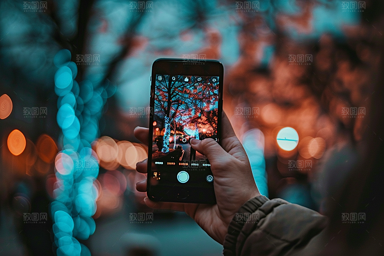 手机拍照打卡旅游摄影图