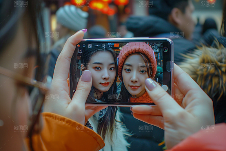 手机拍照人物旅游摄影图