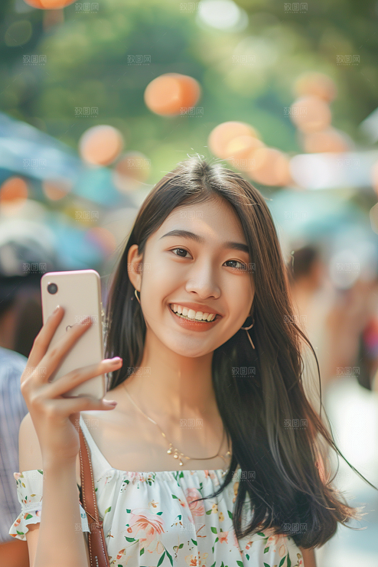 手机拍照人物旅游摄影图