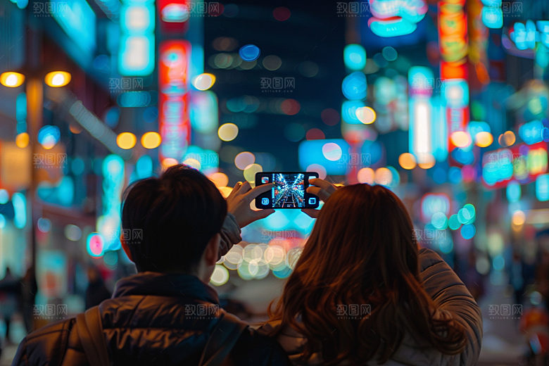 手机拍照打卡旅游摄影图