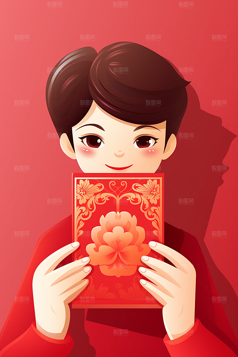 手拿红包利是封立体模型