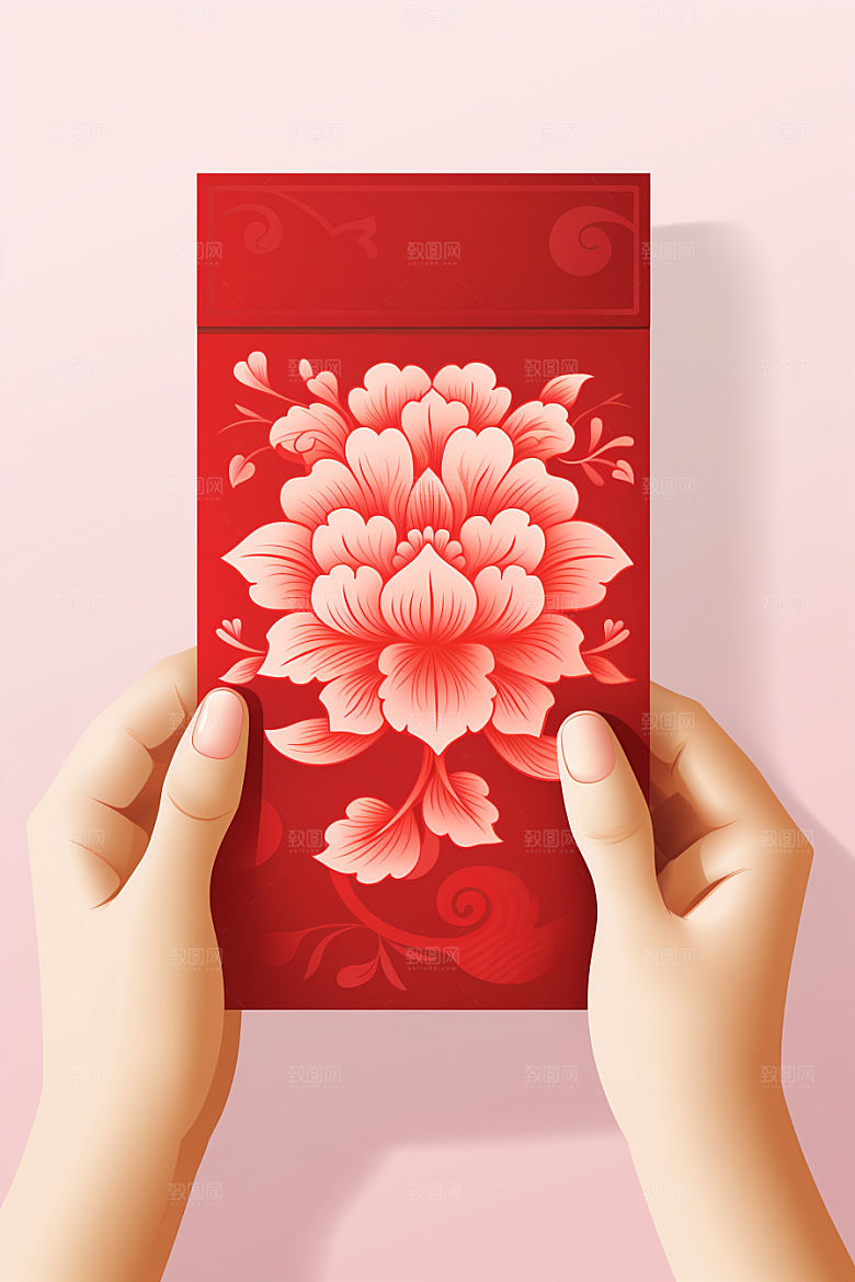 手拿红包利是封过节模型