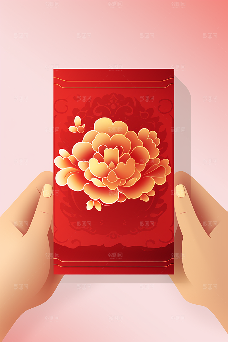 手拿红包春节立体模型