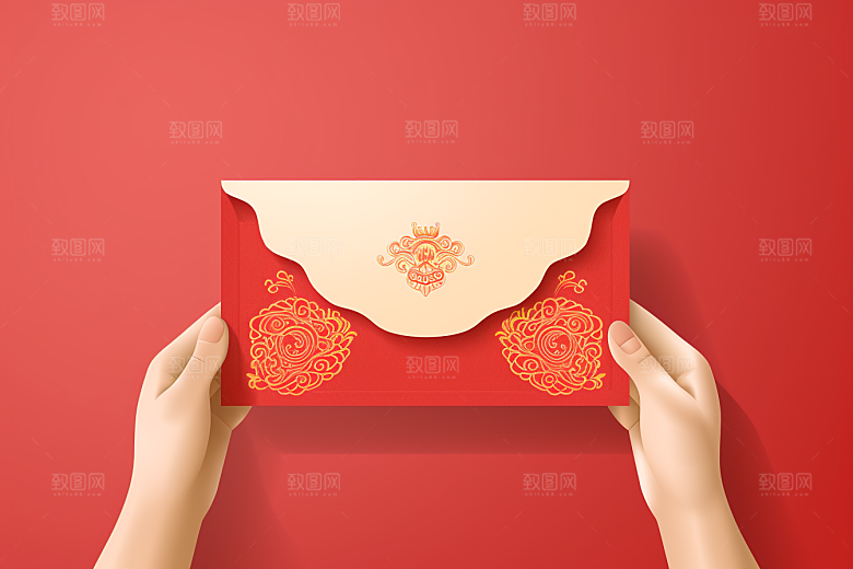 手拿红包过年生日模型