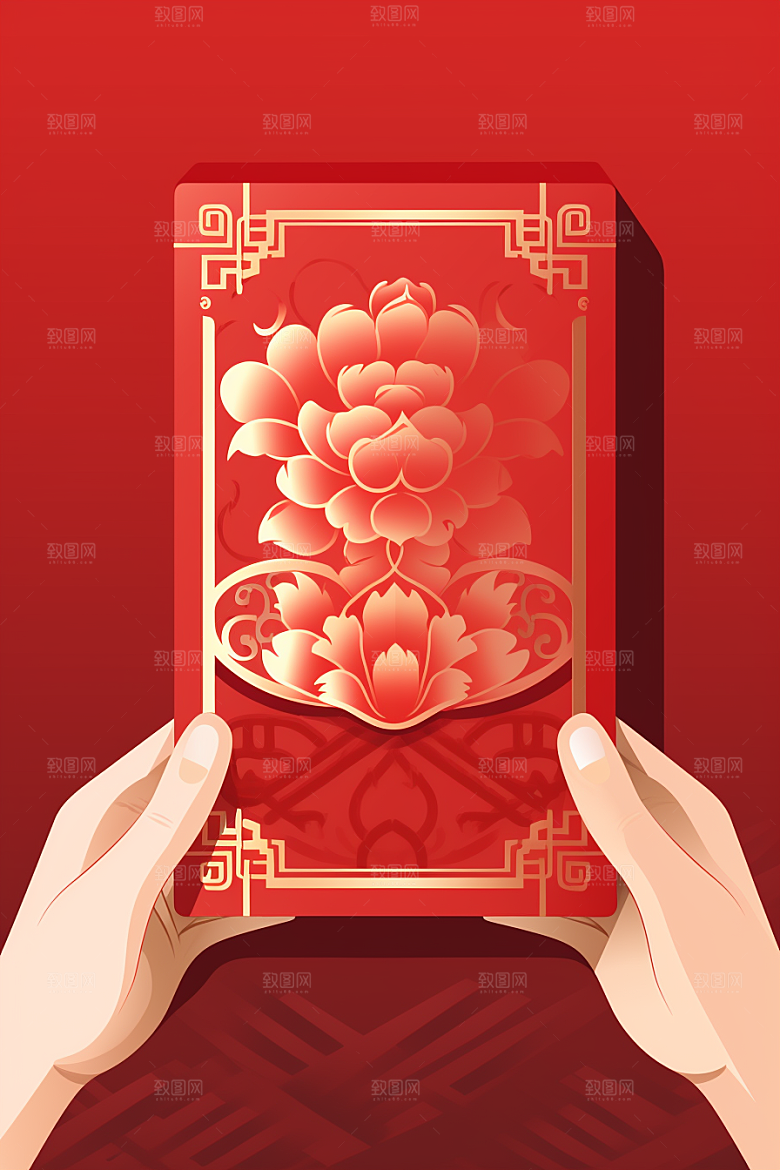 手拿红包3D立体模型