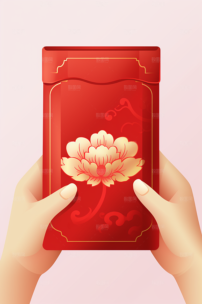 手拿红包生日风俗模型