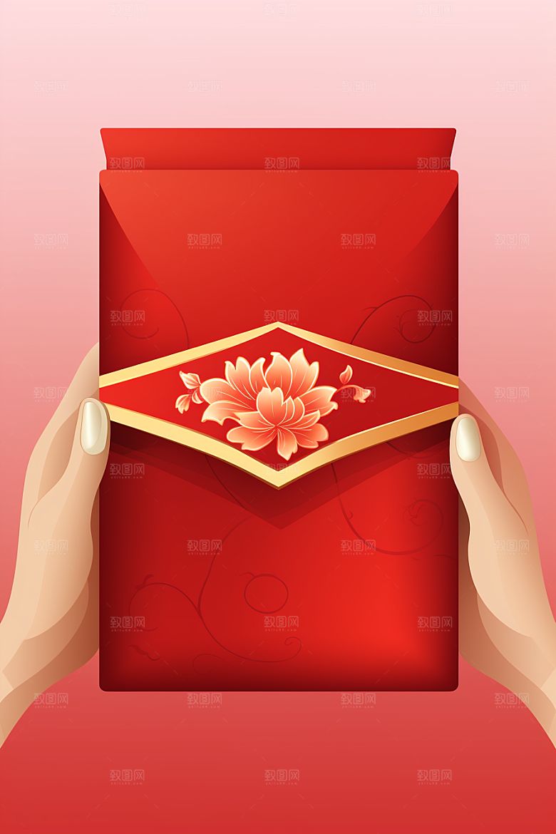 手拿红包3D风俗模型