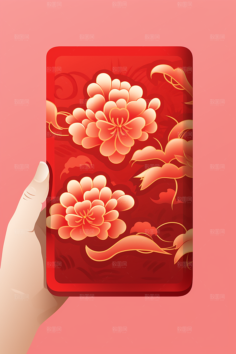 手拿红包立体生日模型