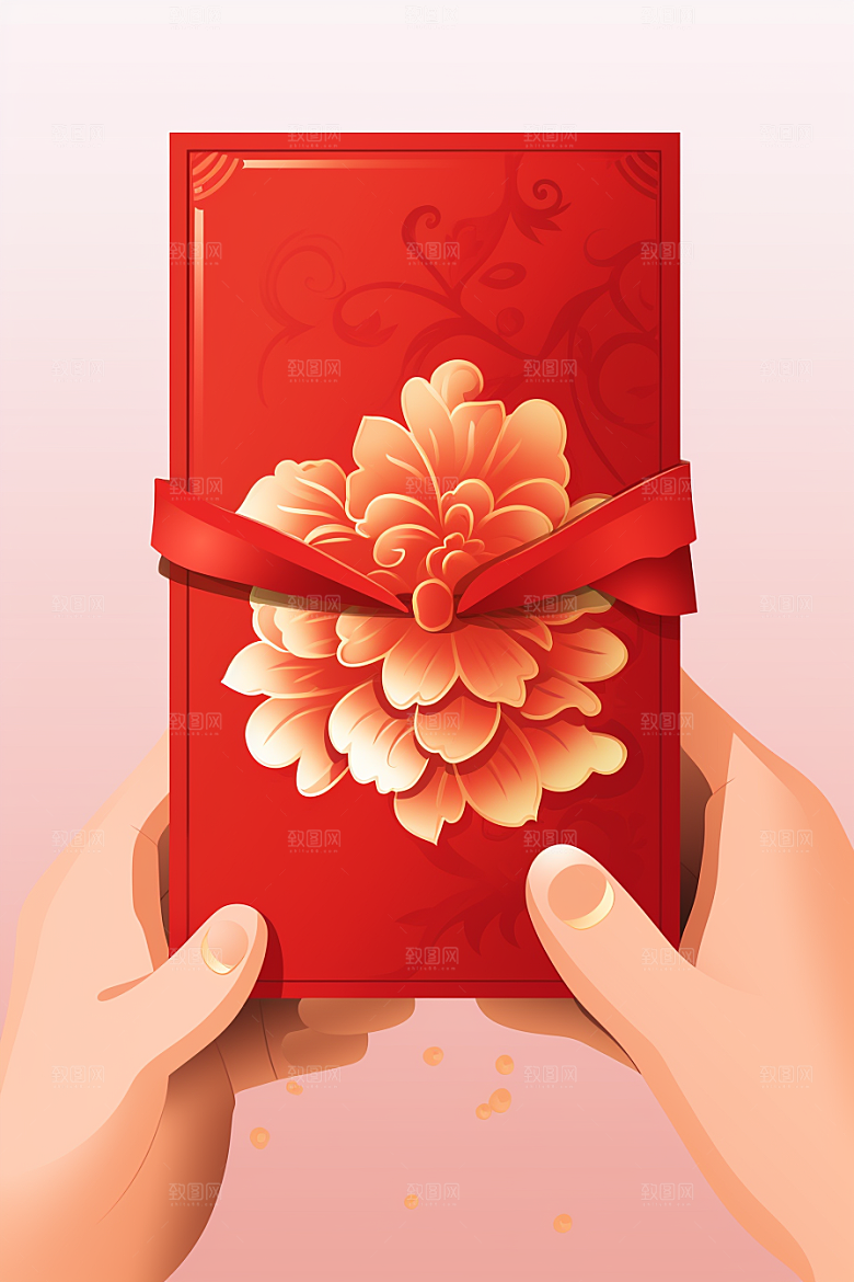 手拿红包生日节日模型