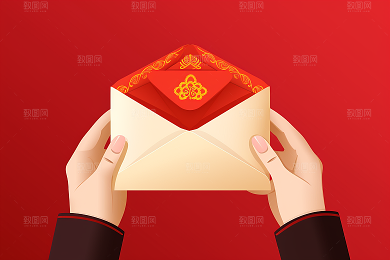 手拿红包习俗立体模型