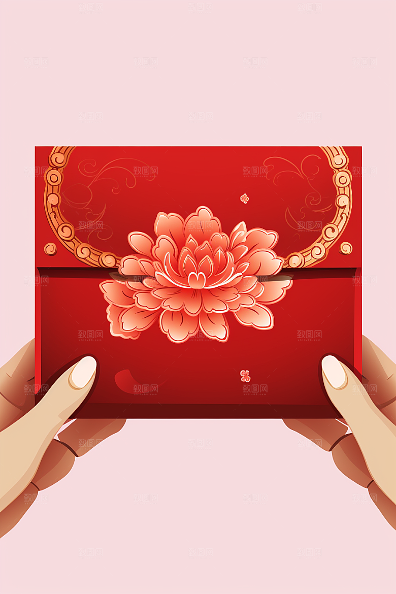 手拿红包生日结婚模型