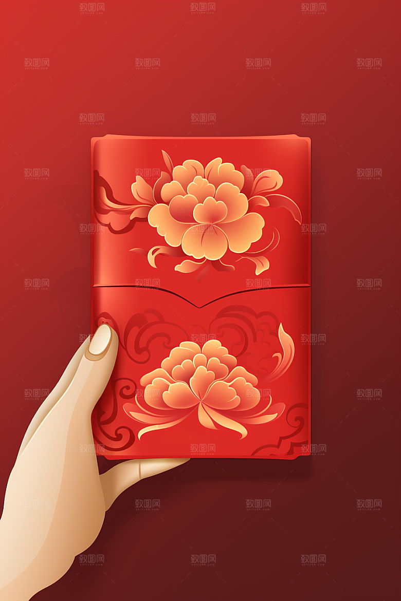 手拿红包春节节日模型