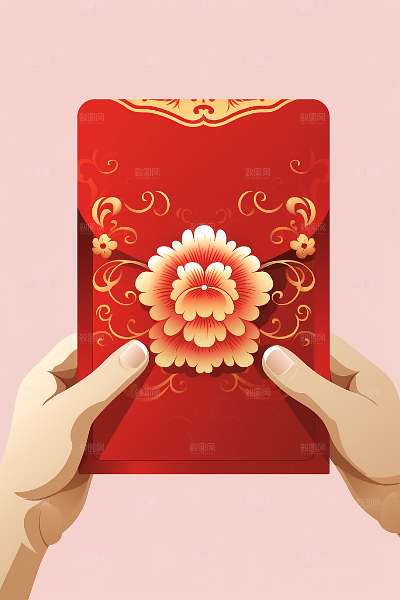 手拿红包3D风俗模型