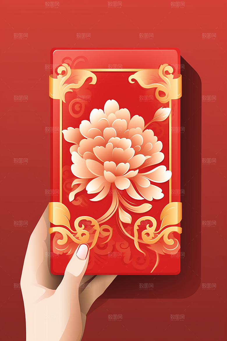 手拿红包习俗3D模型