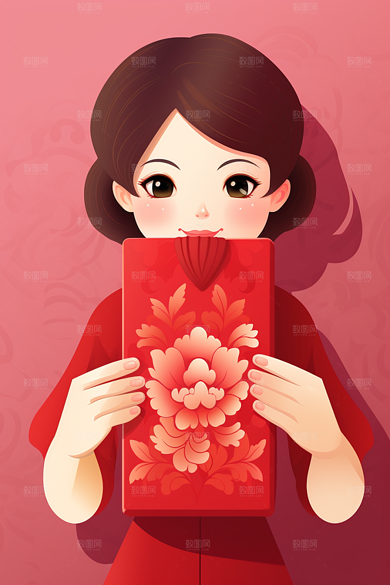 手拿红包过节立体模型