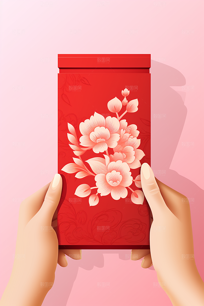 手拿红包过节立体模型