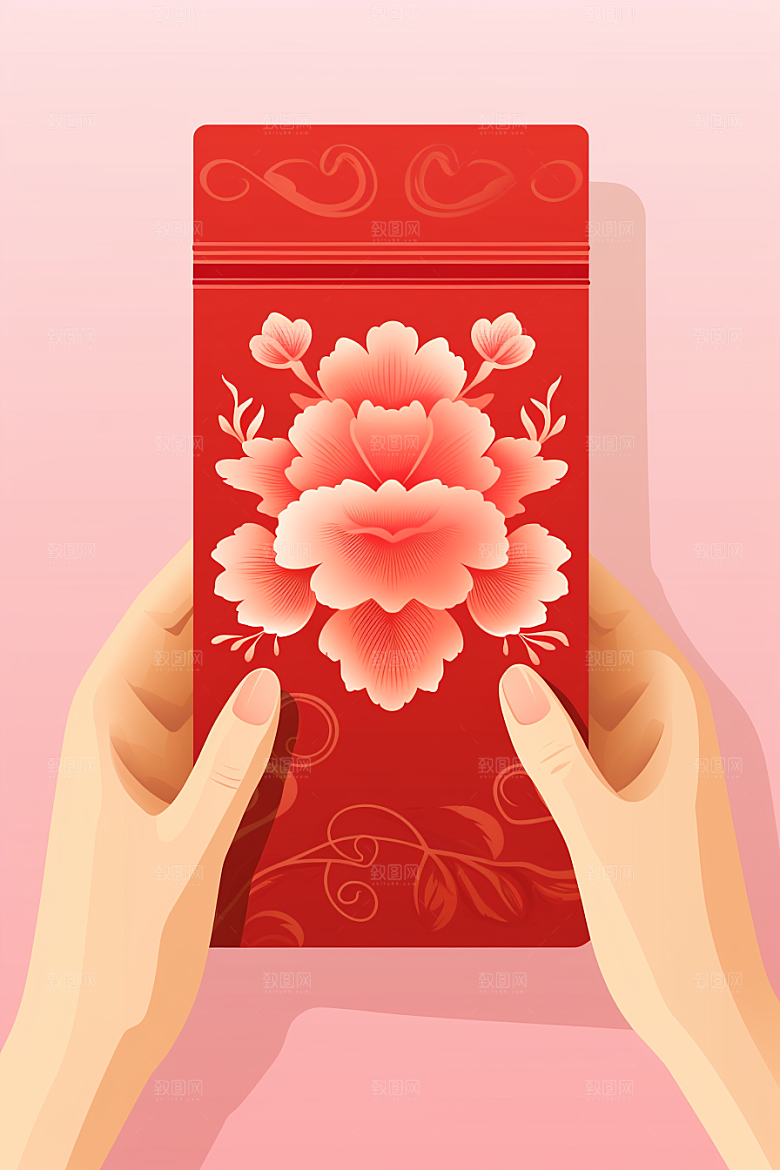 手拿红包习俗祝福模型