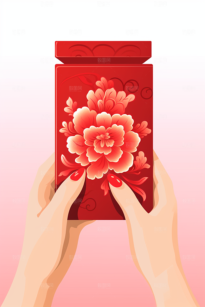 手拿红包新年习俗模型