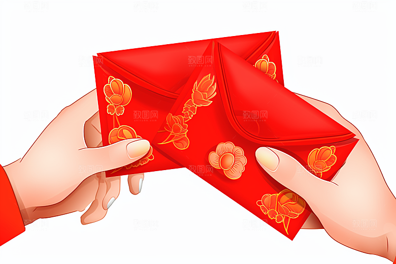手拿红包祝福生日模型