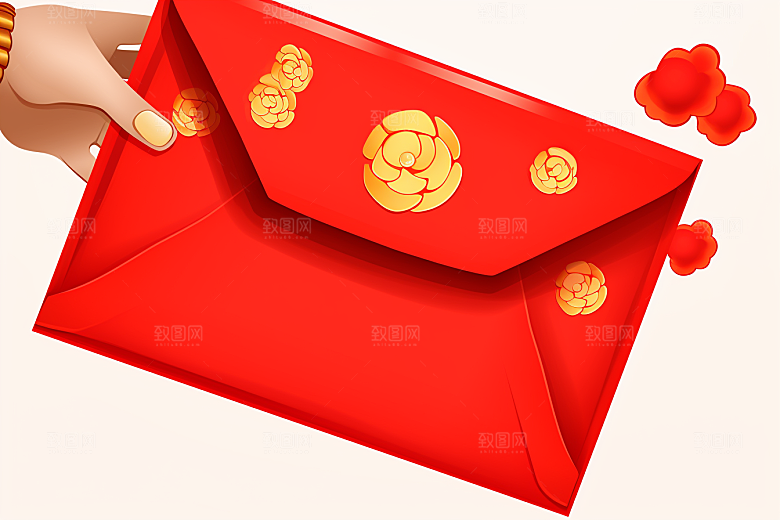 手拿红包生日节日模型